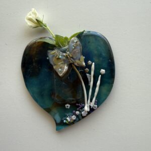 Heart wall vase- sea sand and a butterfly